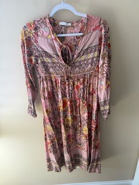 R. Vivimos Floral Long Sleeve Midi Dress boho cottagecore size 4